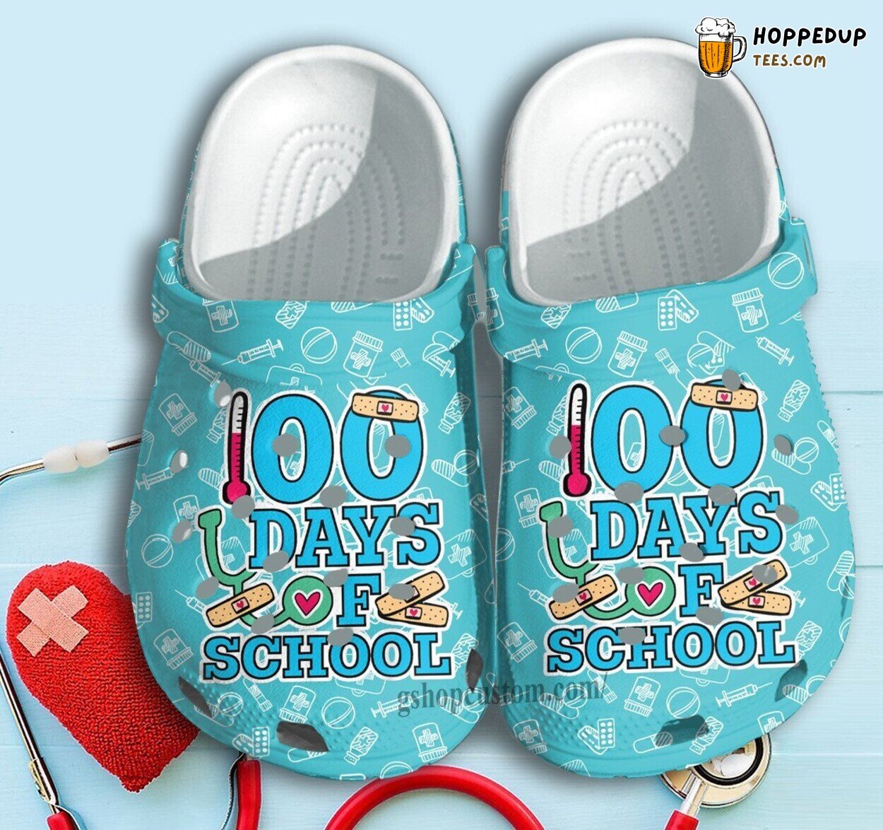 100 Days Of School Bandage Themed Clogs Birthday Thanksgiving Gift Shoes