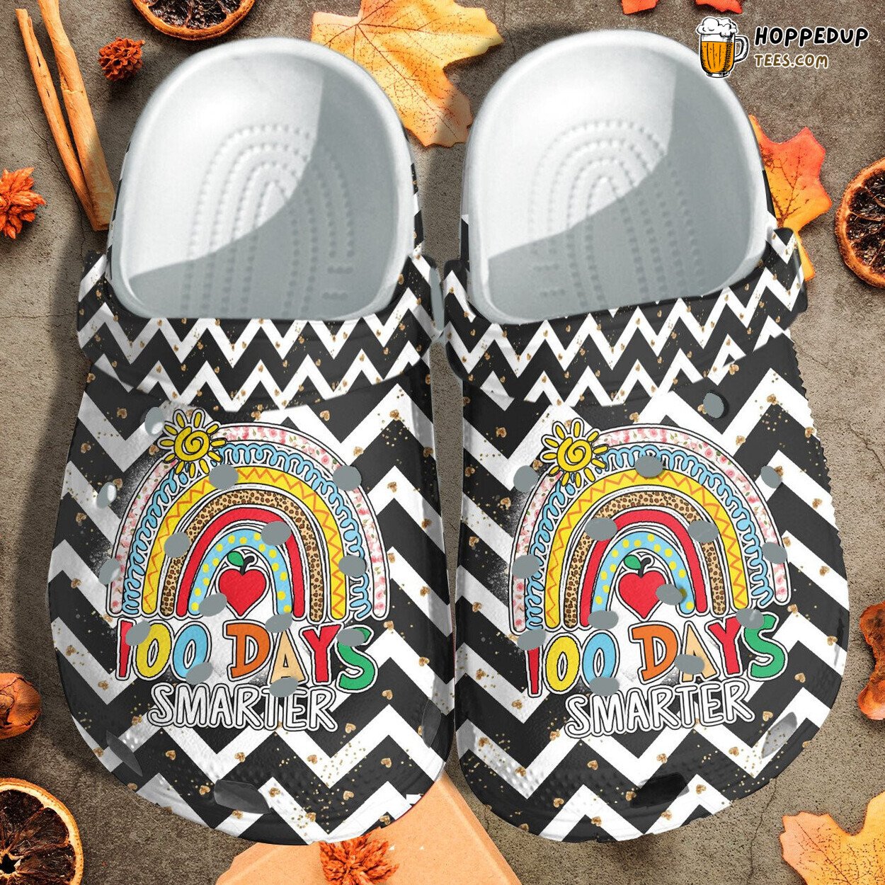 100 Days Smarter Rainbow Theme Crocbland Clogs Teacher Appreciation Gift