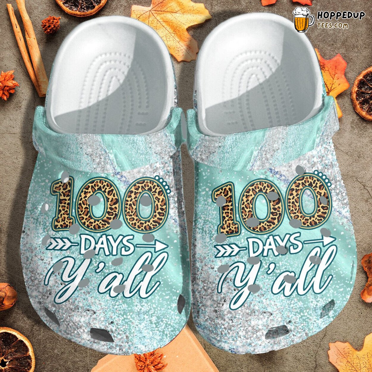 100 Days Yall Leopard Themed Crocbland Clog Shoes Unique Gift Design