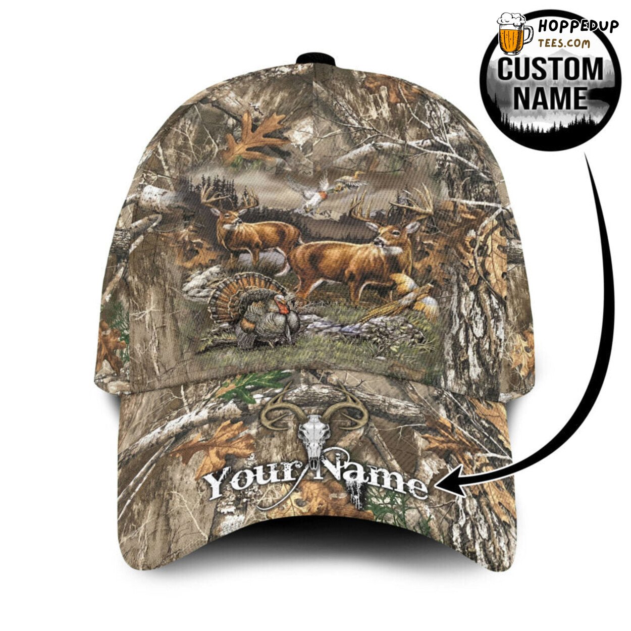 3D Baseball Cap Personalized White Deer Hunting Unique Classic