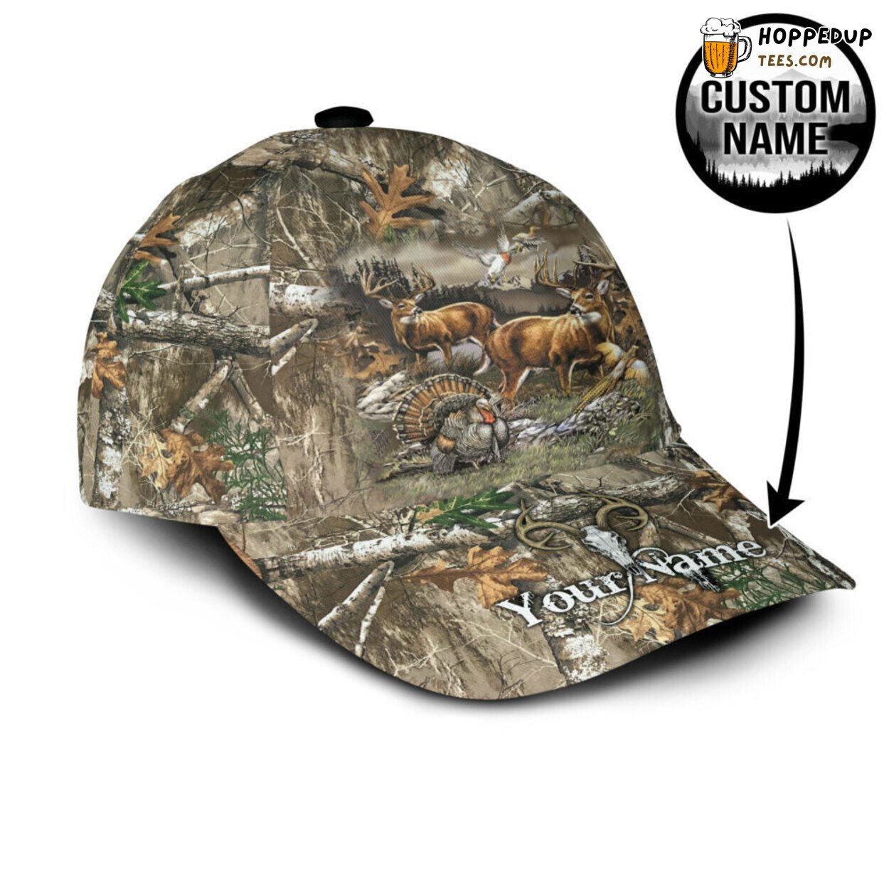 3D Baseball Cap Personalized White Deer Hunting Unique Classic