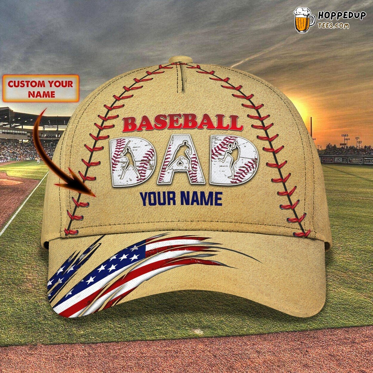 3D Classic Baseball Dad Tribute Cap Personalized Name Stylish Unique Best Trend