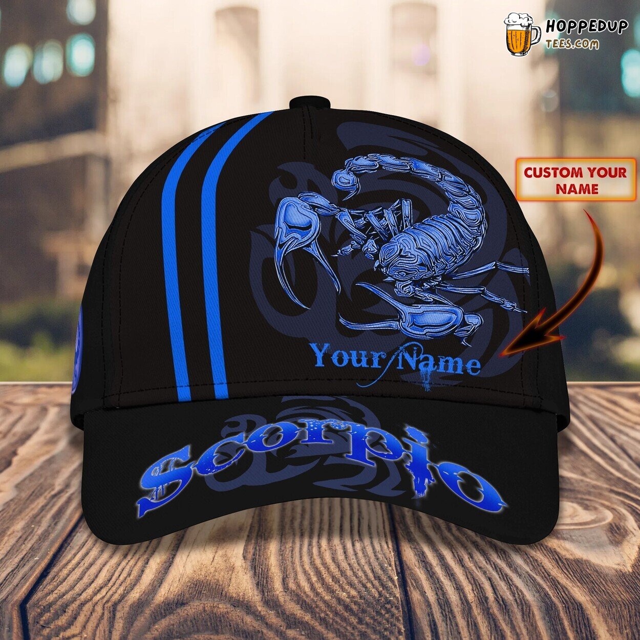3D Classic Blue Scorpio Cap Zodiac Design Personalized Name Unique Hat
