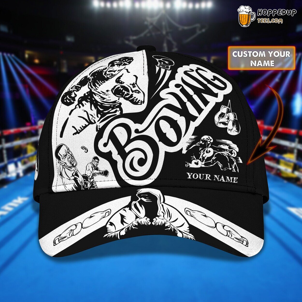 3D Classic Boxing Themed Cap Personalized Name Stylish Unique Design Quality