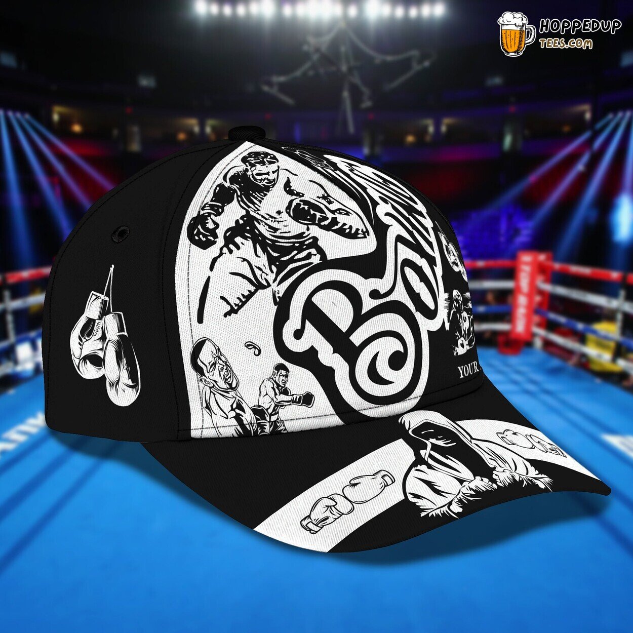 3D Classic Boxing Themed Cap Personalized Name Stylish Unique Design Quality