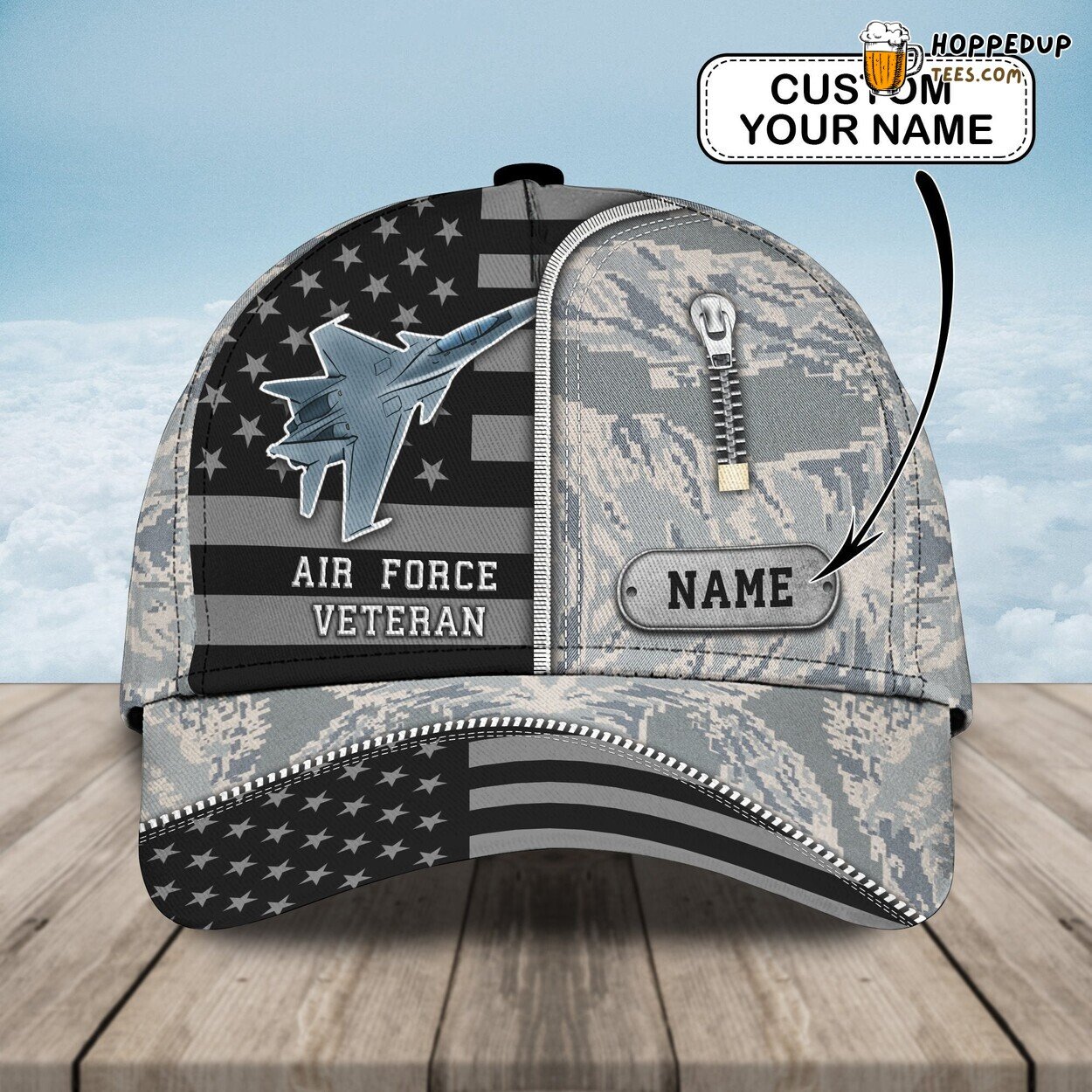 3D Classic Cap Air Force Pride Veterans Personalized Name Hat Unique Design