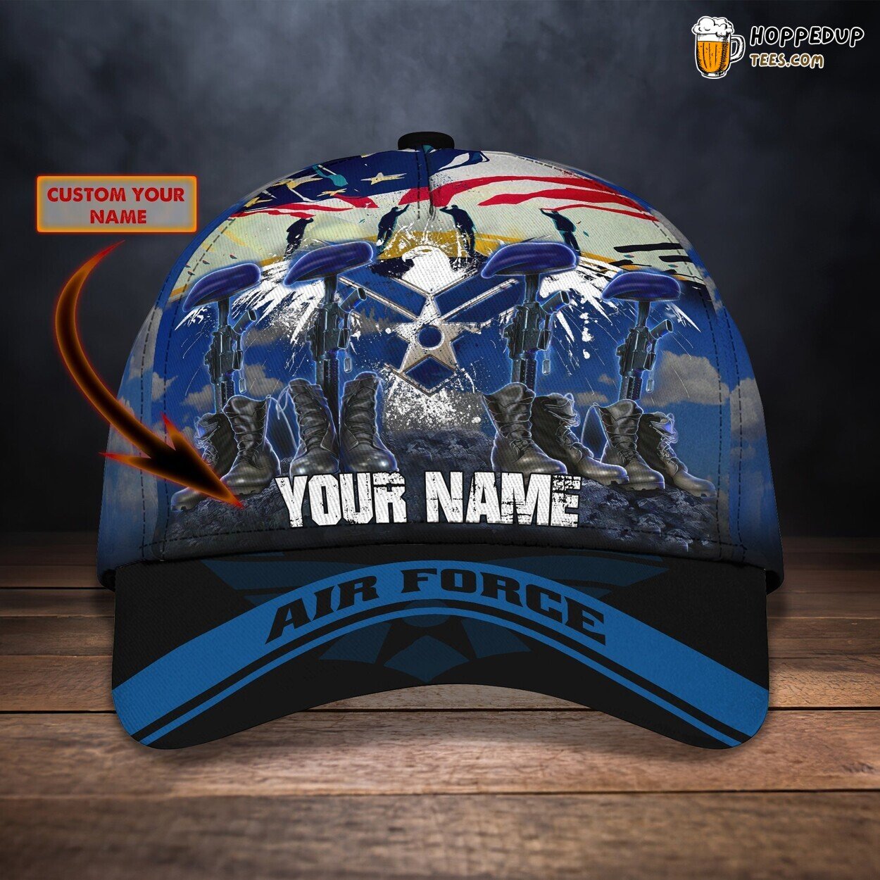 3D Classic Cap Air Force Tribute Personalized Name Honor Service Hat