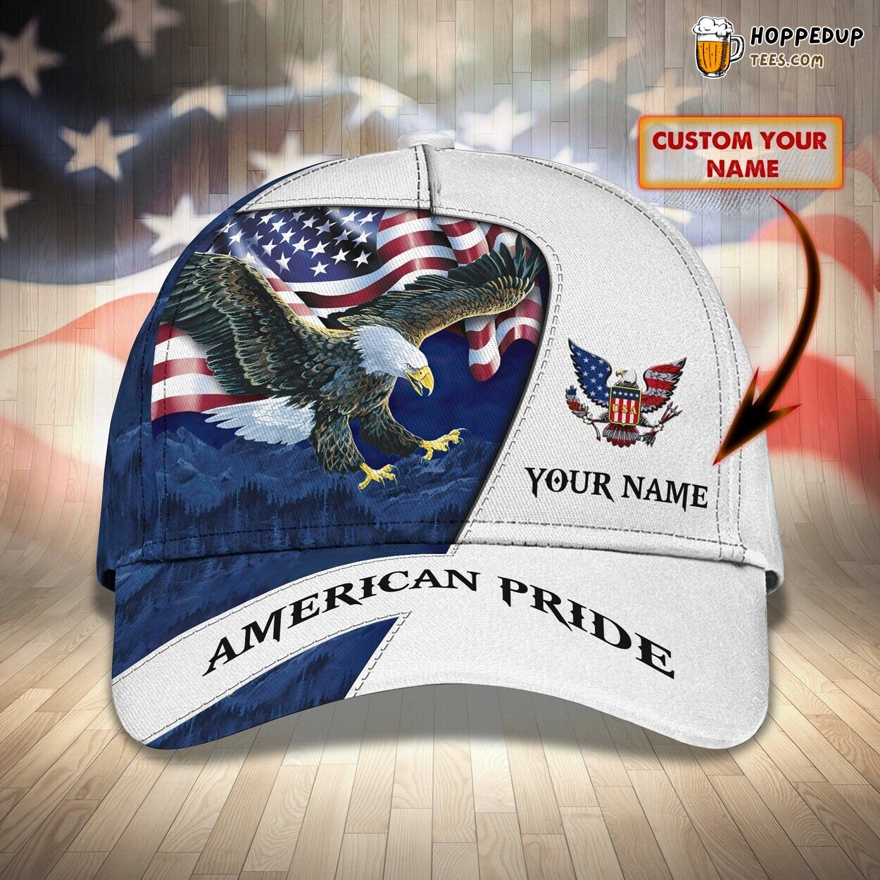 3D Classic Cap America Unyielding Pride Personalized Name Classic Hat Tribute