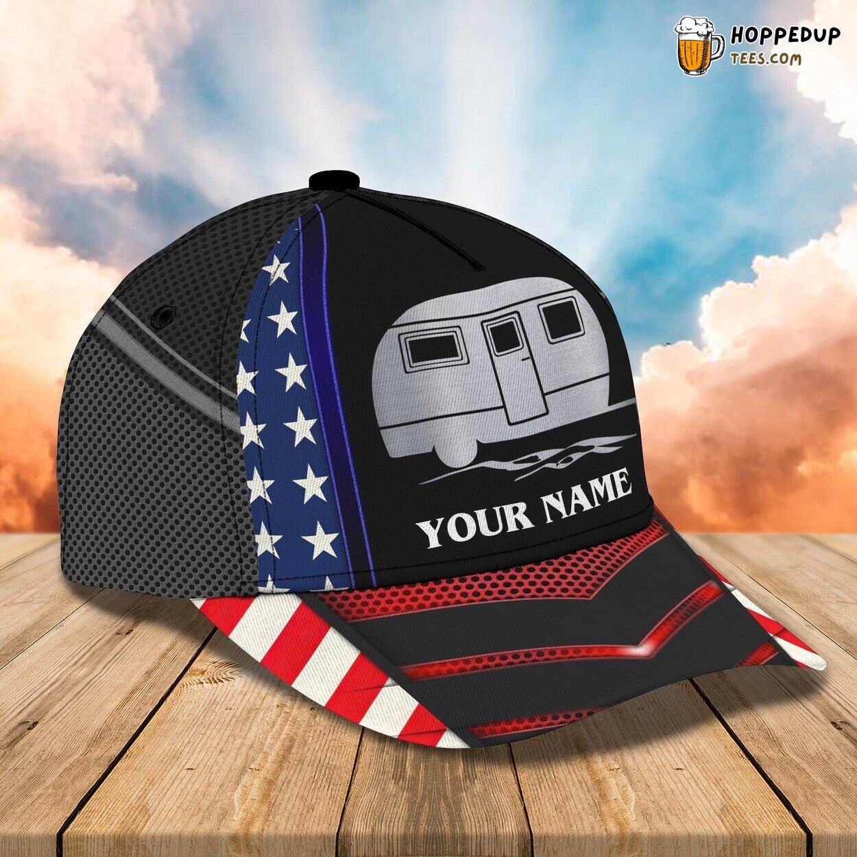 3D Classic Cap American Caravan Camping Journey Personalized Name Hat Design 3D Classic Cap American Caravan Camping Journey Personalized Name Hat Design