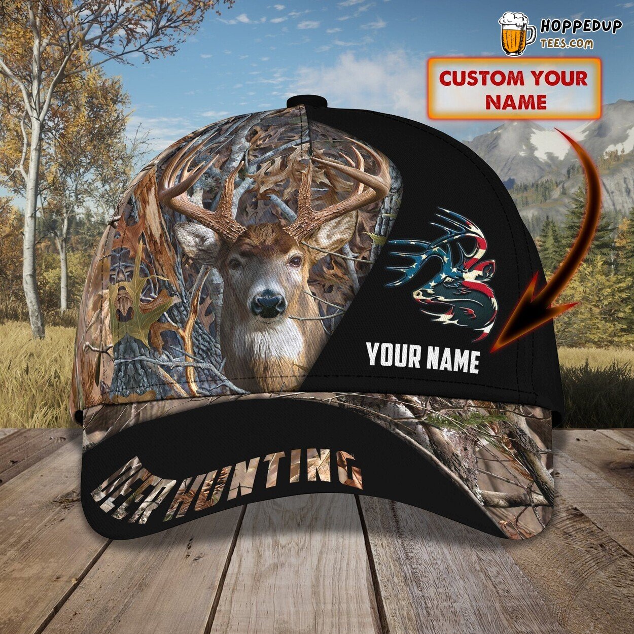 3D Classic Cap American Deer Hunting Enthusiast Personalized Name Hat
