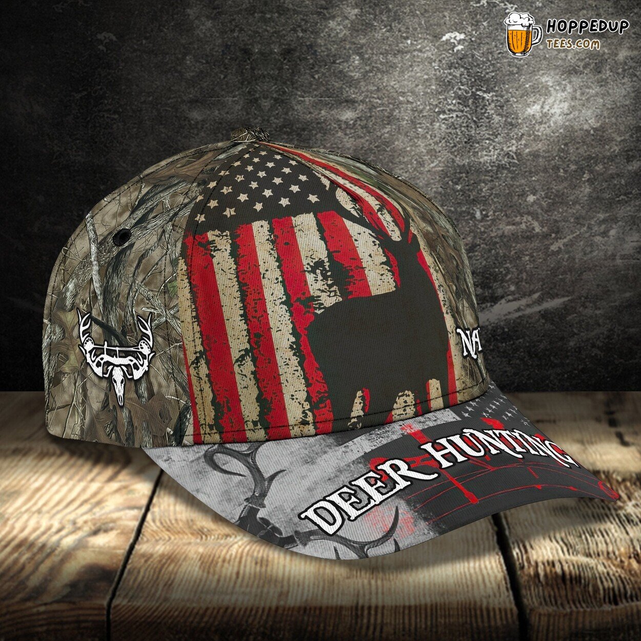 3D Classic Cap American Deer Hunting Tribute Personalized Name Hat Design