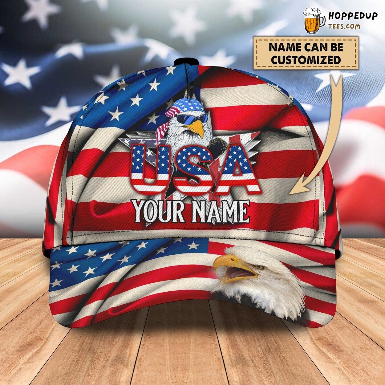 3D Classic Cap American Eagle Pride Personalized Name Classic Hat Design Series