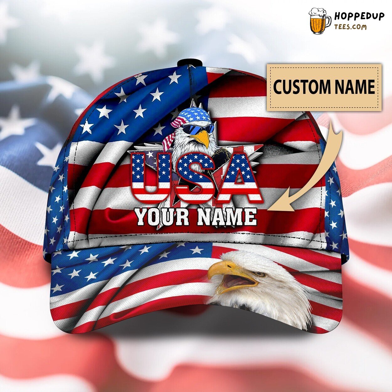 3D Classic Cap American Patriot Tribute Honor Personalized Classic Hat