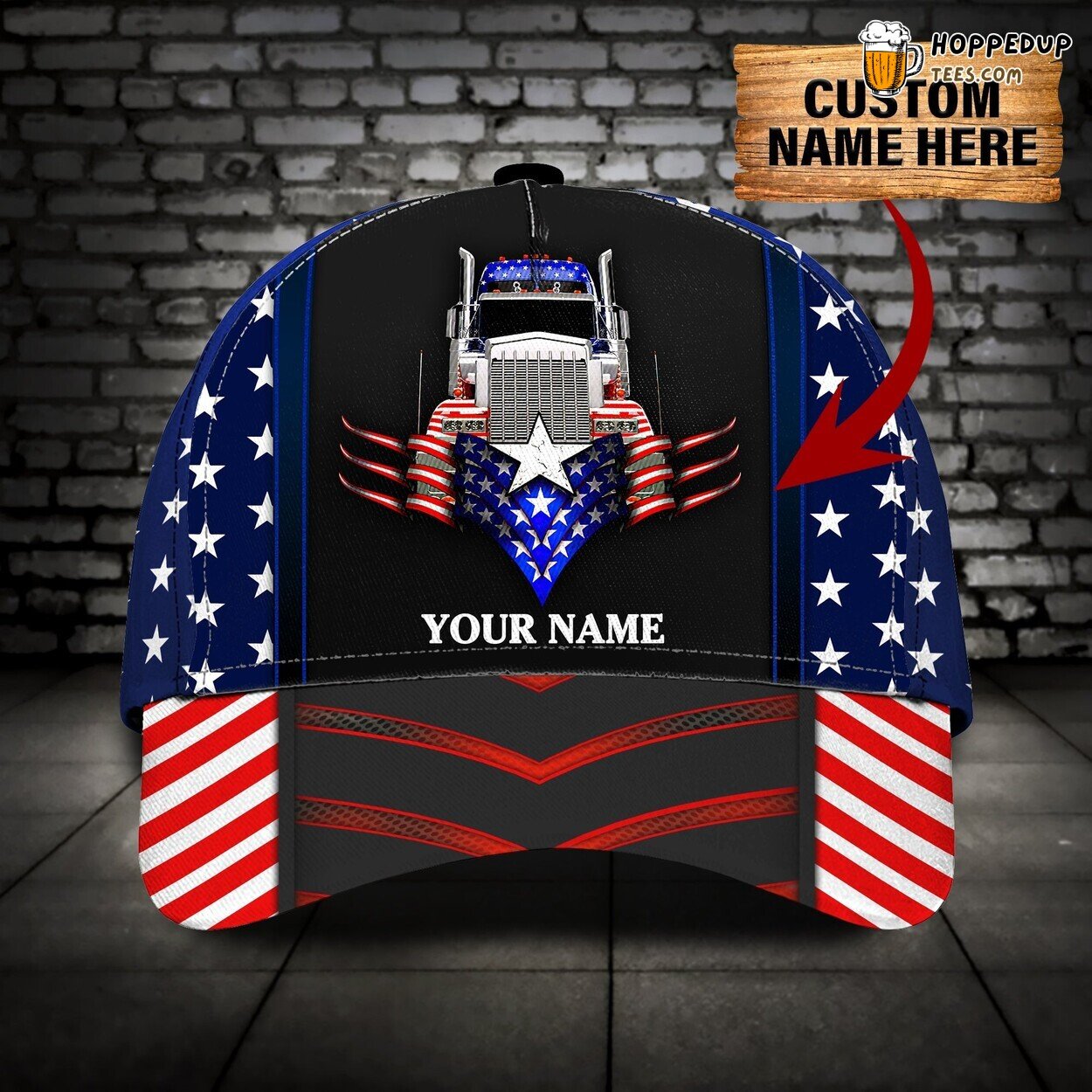 3D Classic Cap American Trucker Pride Personalized Name Unique Hat Design