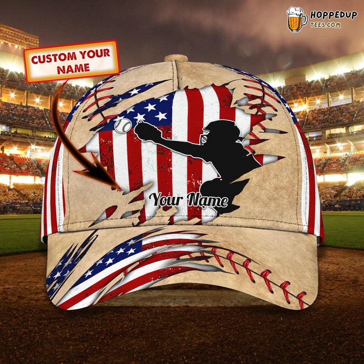 3D Classic Cap Baseball Catcher Tribute Personalized Name Hat Unique Design