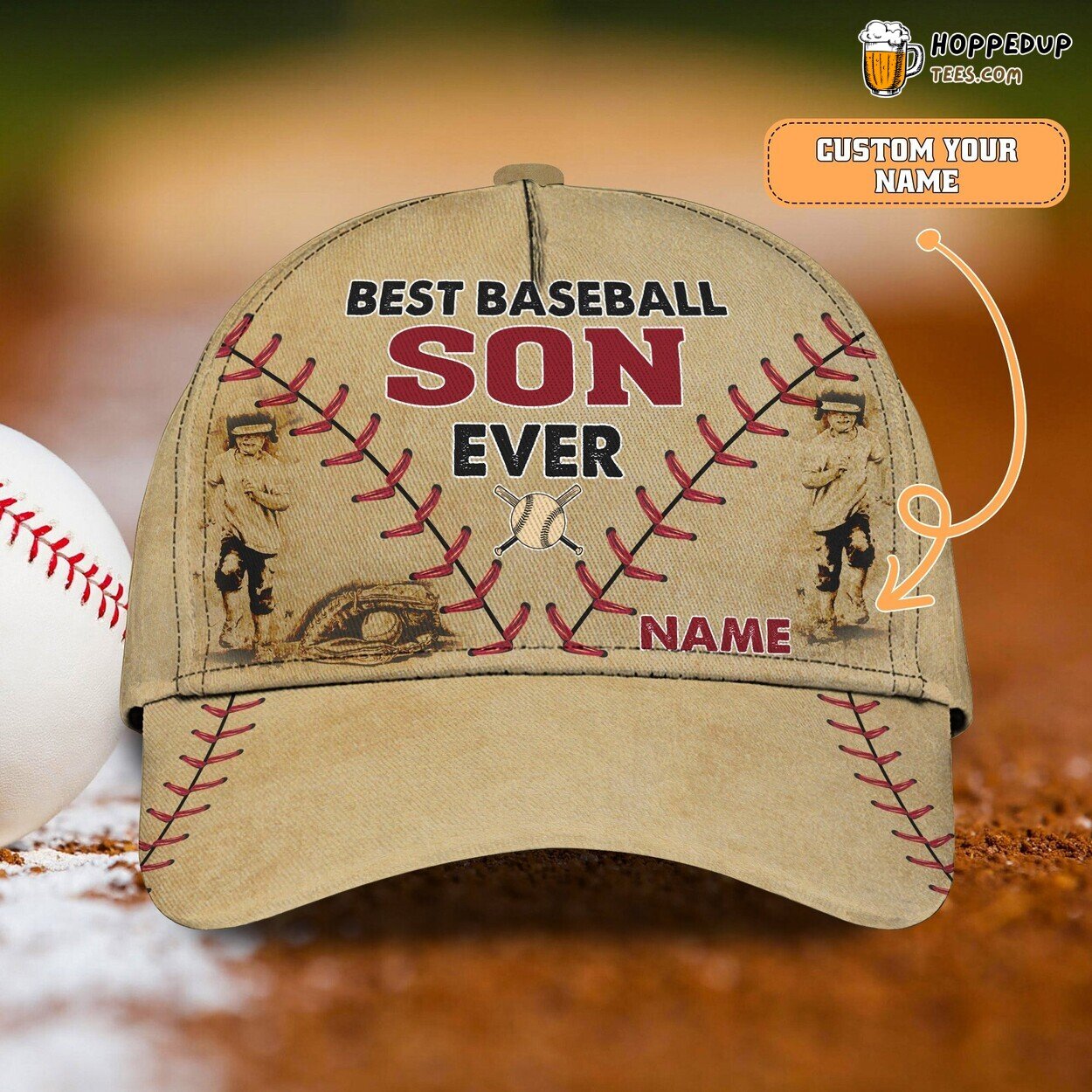 3D Classic Cap Baseball Son Personalized Name Commemorative Design