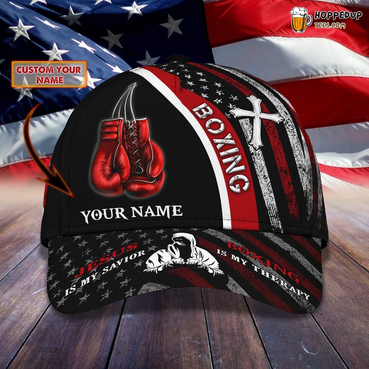 3D Classic Cap Boxing as Therapy Personalized Name Stylish Unique Premium Design