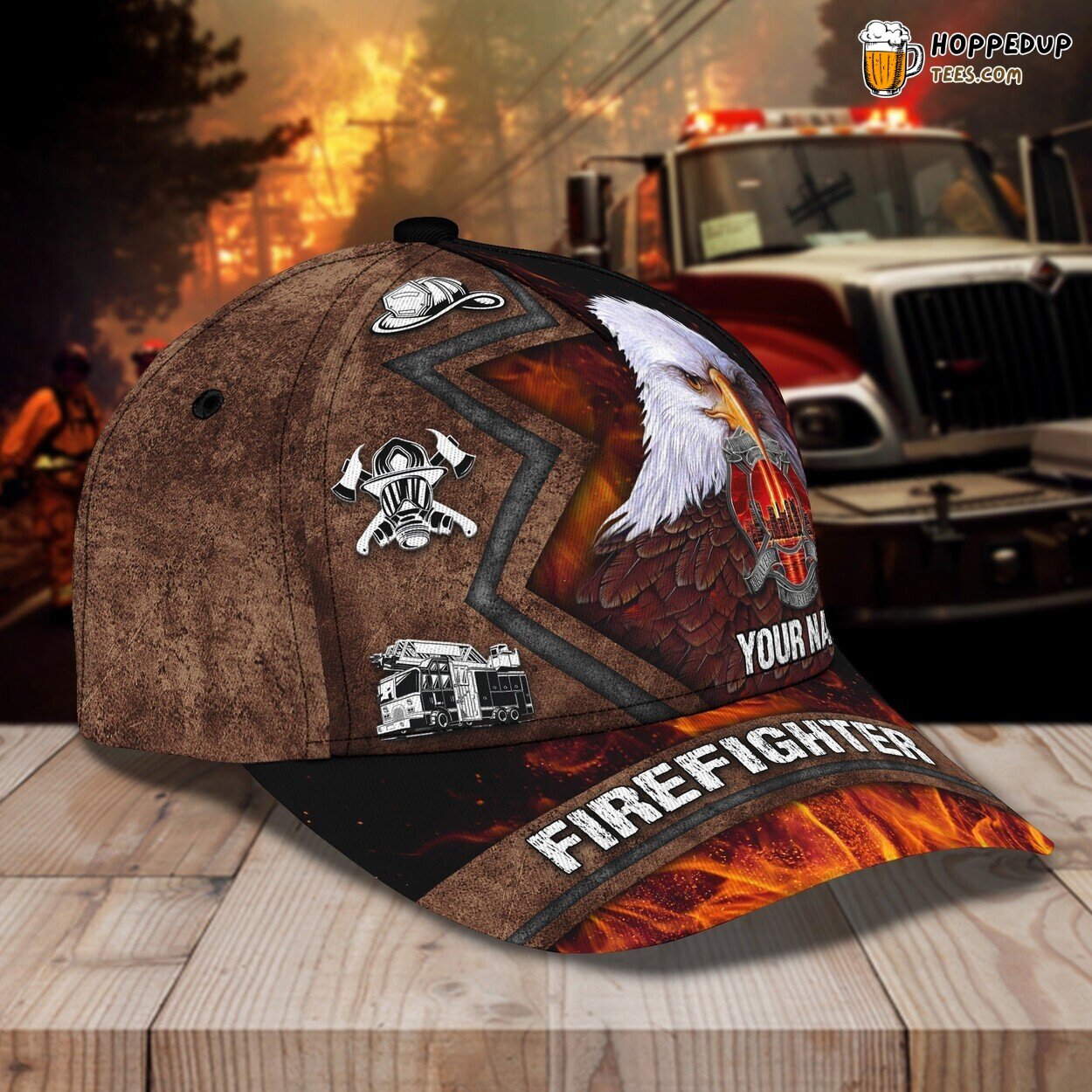 3D Classic Cap Brave Fire Fighter Personalized Name Hat Celebration 3D Classic Cap Brave Fire Fighter Personalized Name Hat Celebration