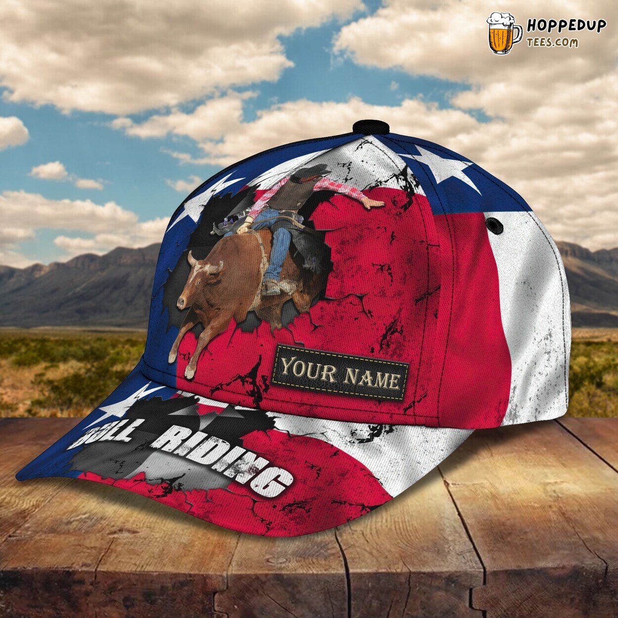 3D Classic Cap Bull Riding Texas Personalized Elegant Unique Name Design
