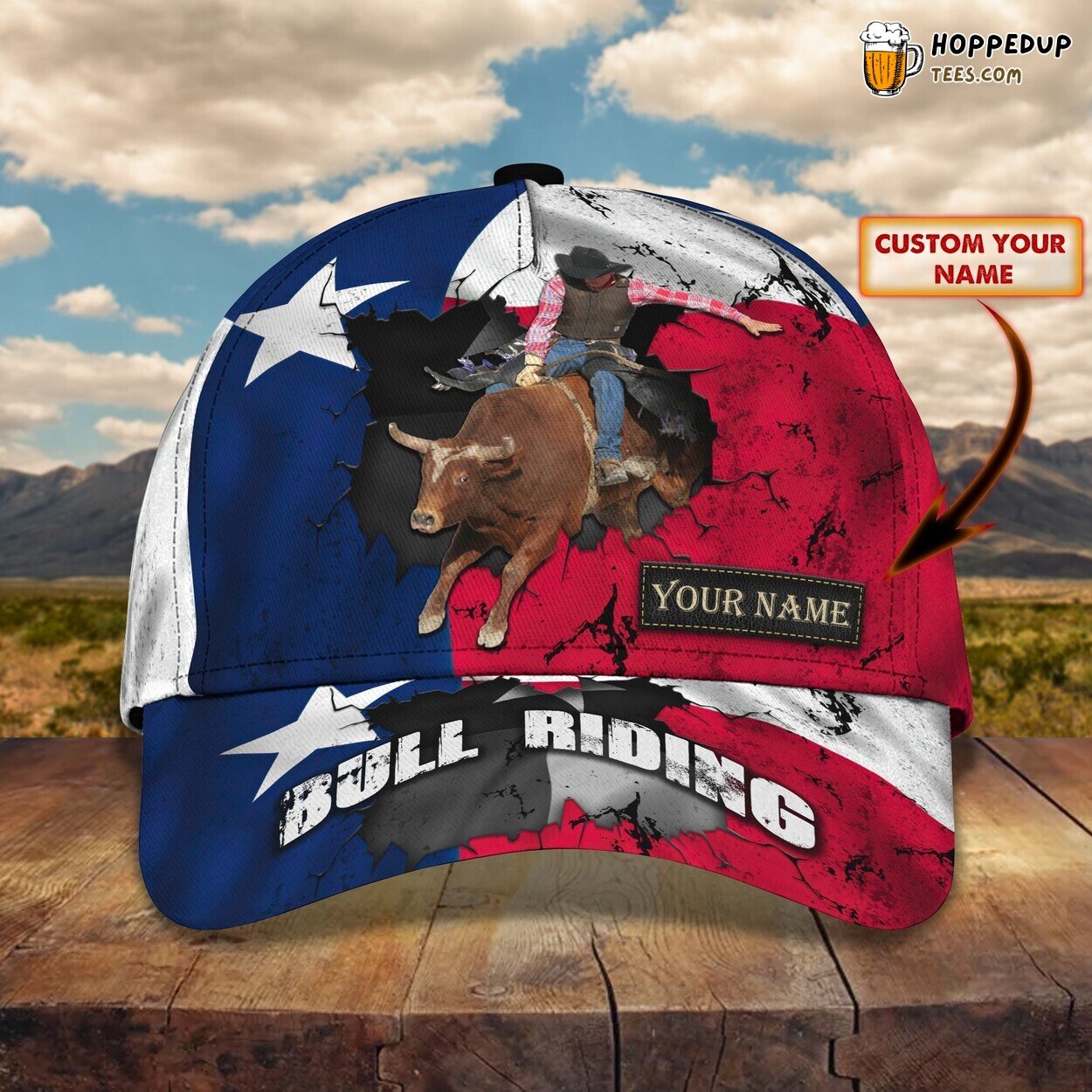 3D Classic Cap Bull Riding Texas Pride Personalized Name Hat Design Series