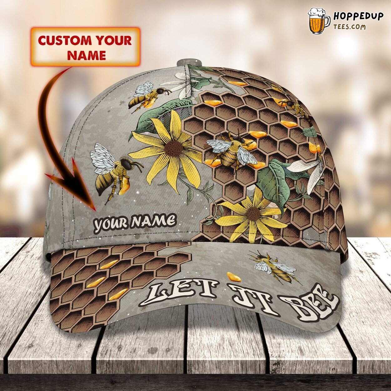 3D Classic Cap Buzzing Bee Design Personalized Name Unique Hat