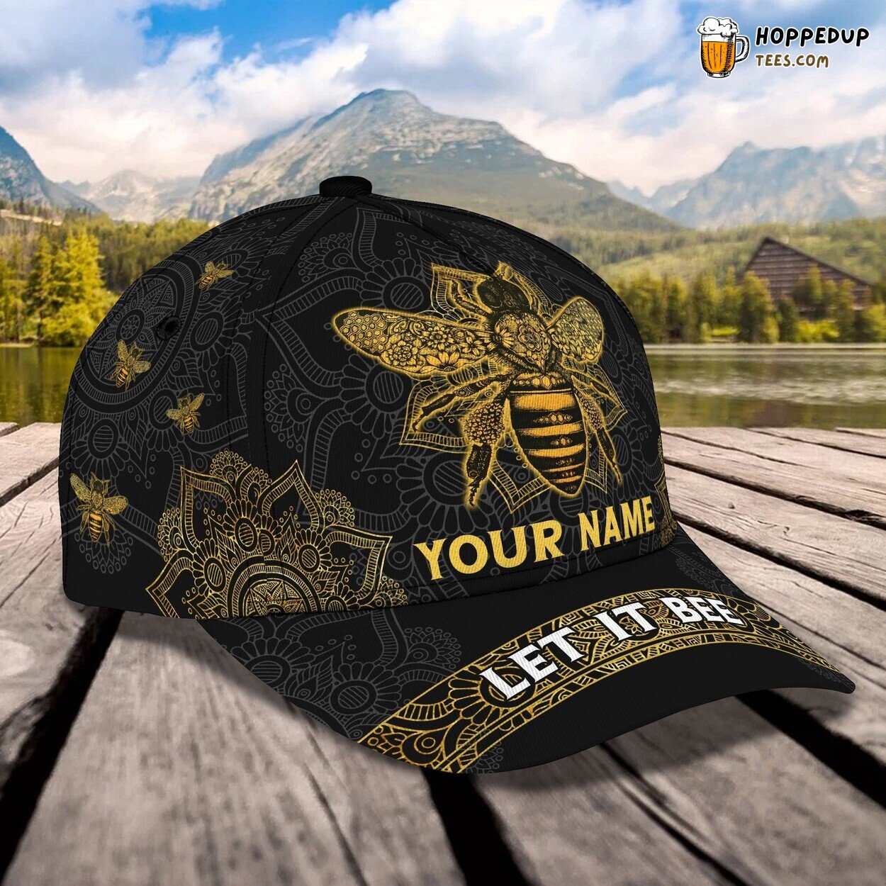 3D Classic Cap Buzzing Bee Design Personalized Name Unique Hat Tribute