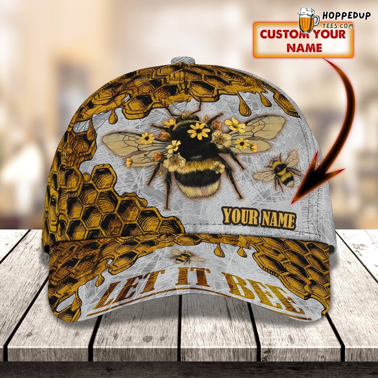 3D Classic Cap Buzzing Bee New Design Personalized Name Hat Tribute