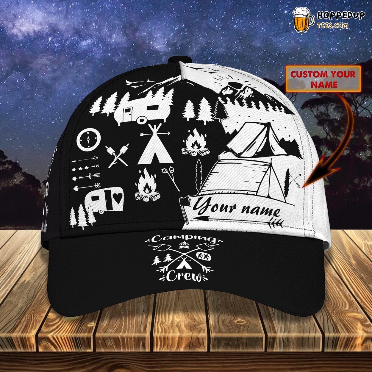 3D Classic Cap Camping Adventures Await Personalized Name Hat Unique Design