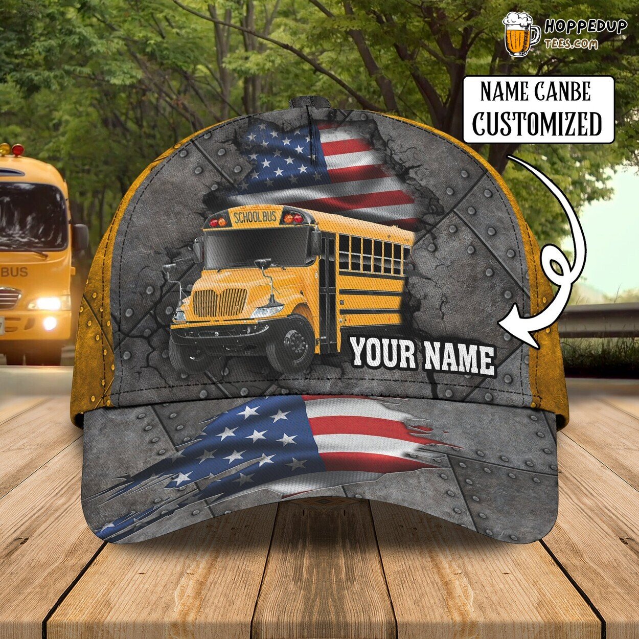 3D Classic Cap Celebrating America Bus Driver Unique Hat Personalized Name