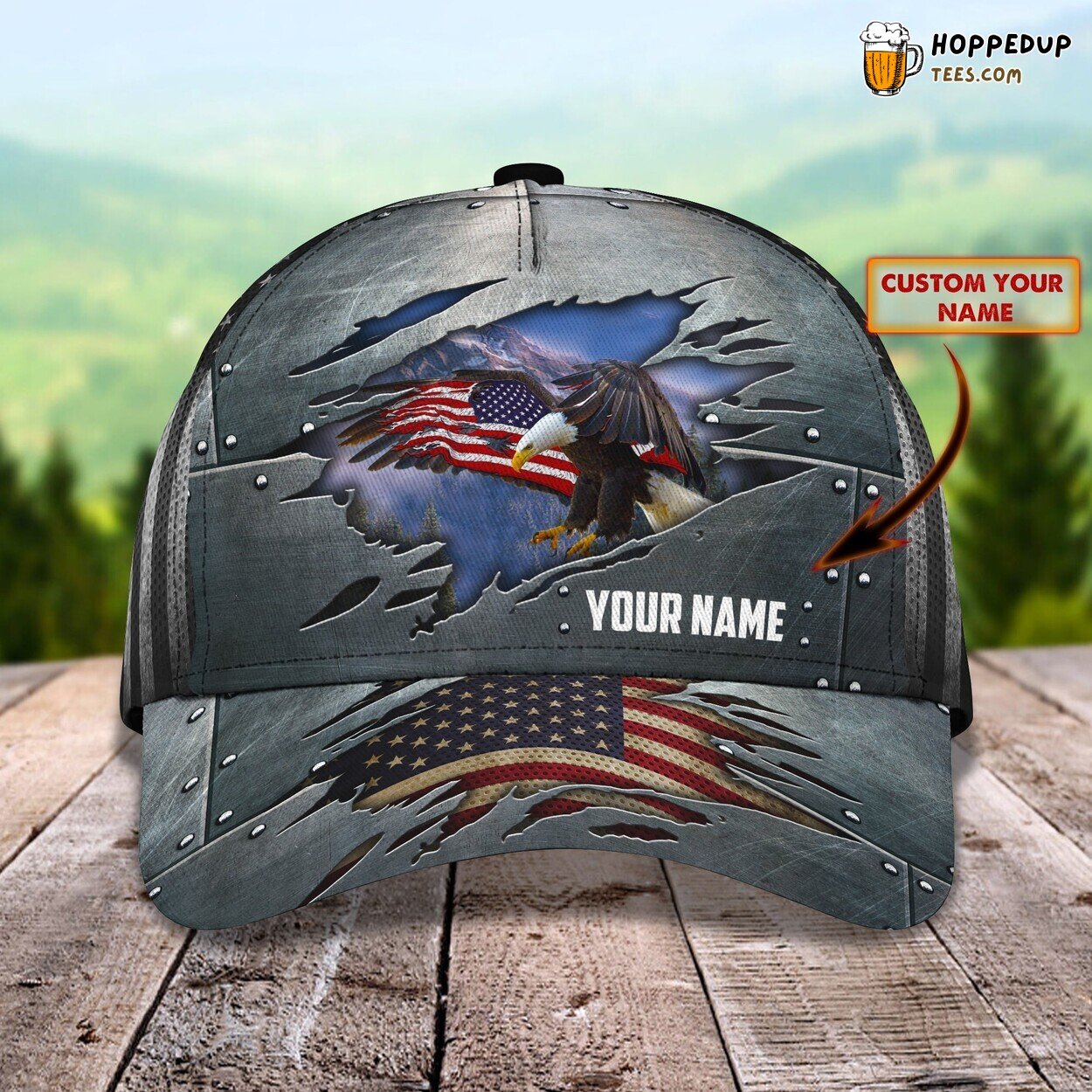 3D Classic Cap Celebrating American Eagle Personalized Name Hat Design