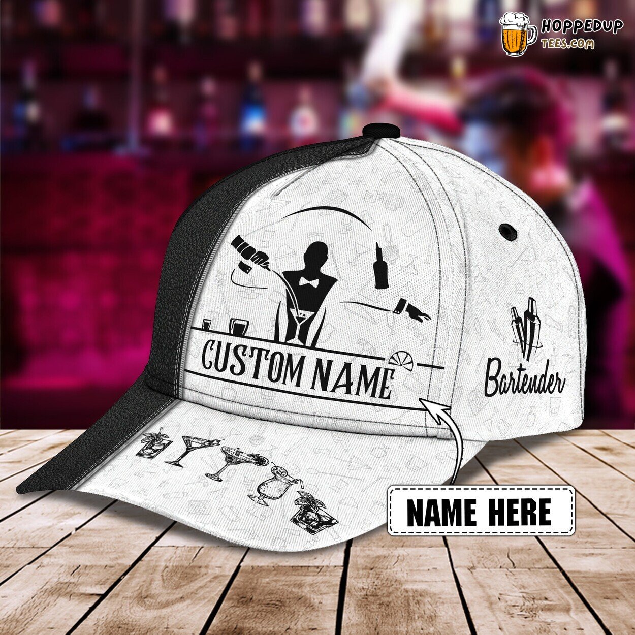 3D Classic Cap Celebrating Bartenders Personalized Name Hat Unique Tribute