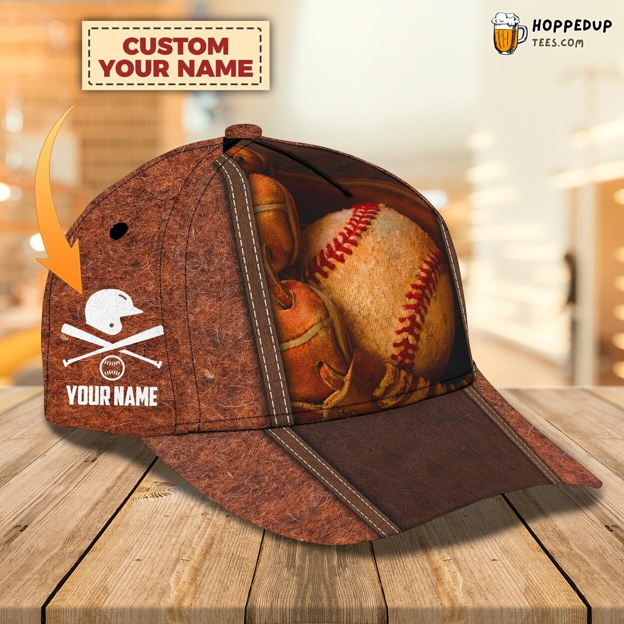 3D Classic Cap Celebrating Baseball Personalized Name Unique Distinct Cap