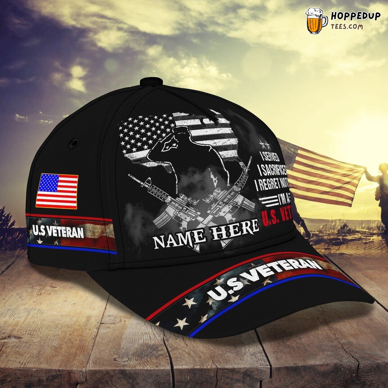 3D Classic Cap Celebrating Brave Veterans Personalized Name Hat Tribute