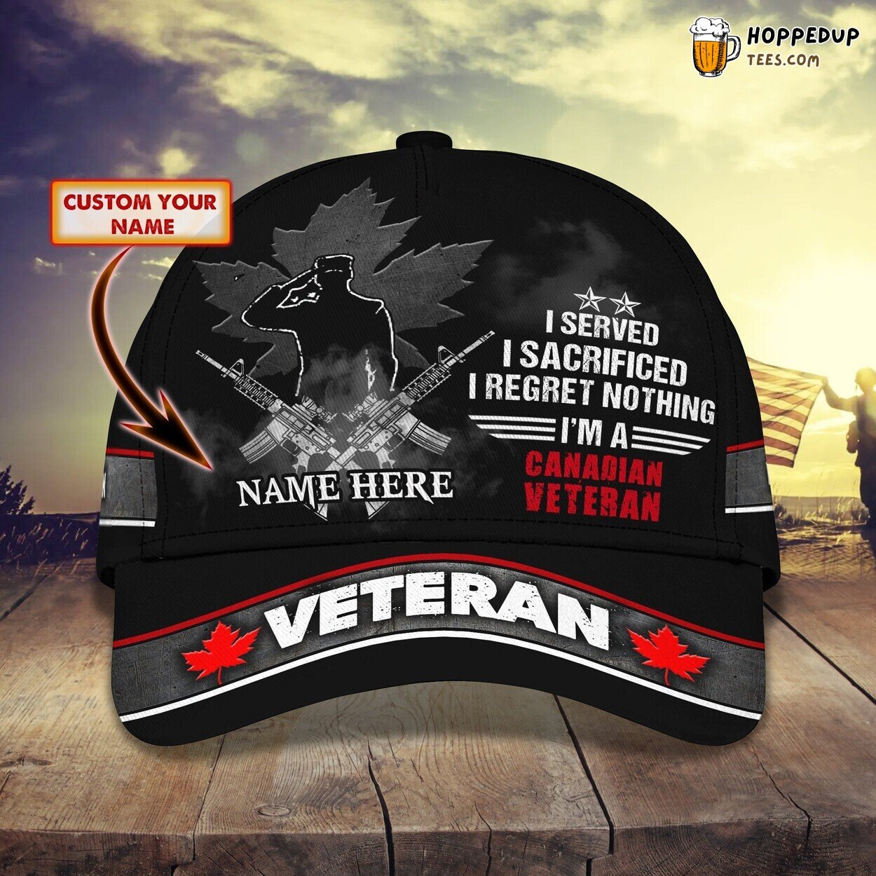 3D Classic Cap Celebrating Canadian Veterans Personalized Name Unique Hat Tribute