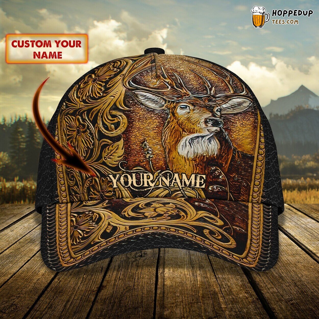 3D Classic Cap Celebrating Deer Hunt Personalized Name Unique Hat Design