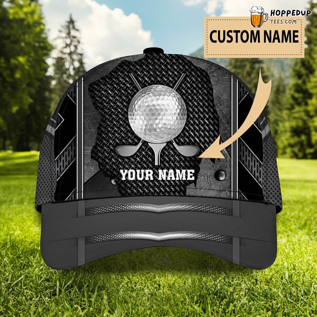 3D Classic Cap Celebrating Golf Sport Personalized Name Distinct Design