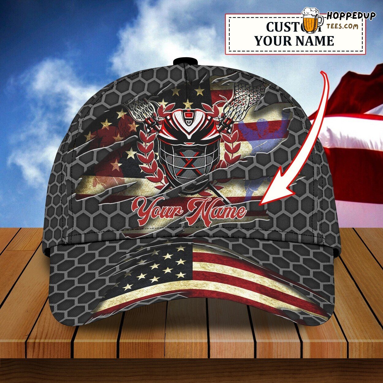 3D Classic Cap Celebrating Lacrosse Personalized Name Distinct Hat Design
