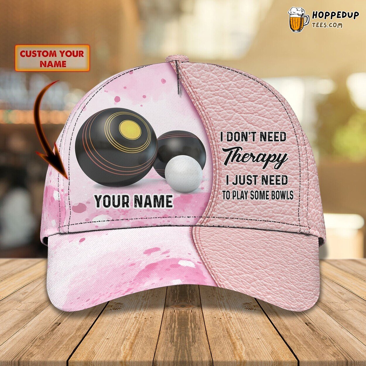 3D Classic Cap Celebrating Lawn Bowls Sport Personalized Name Hat Design