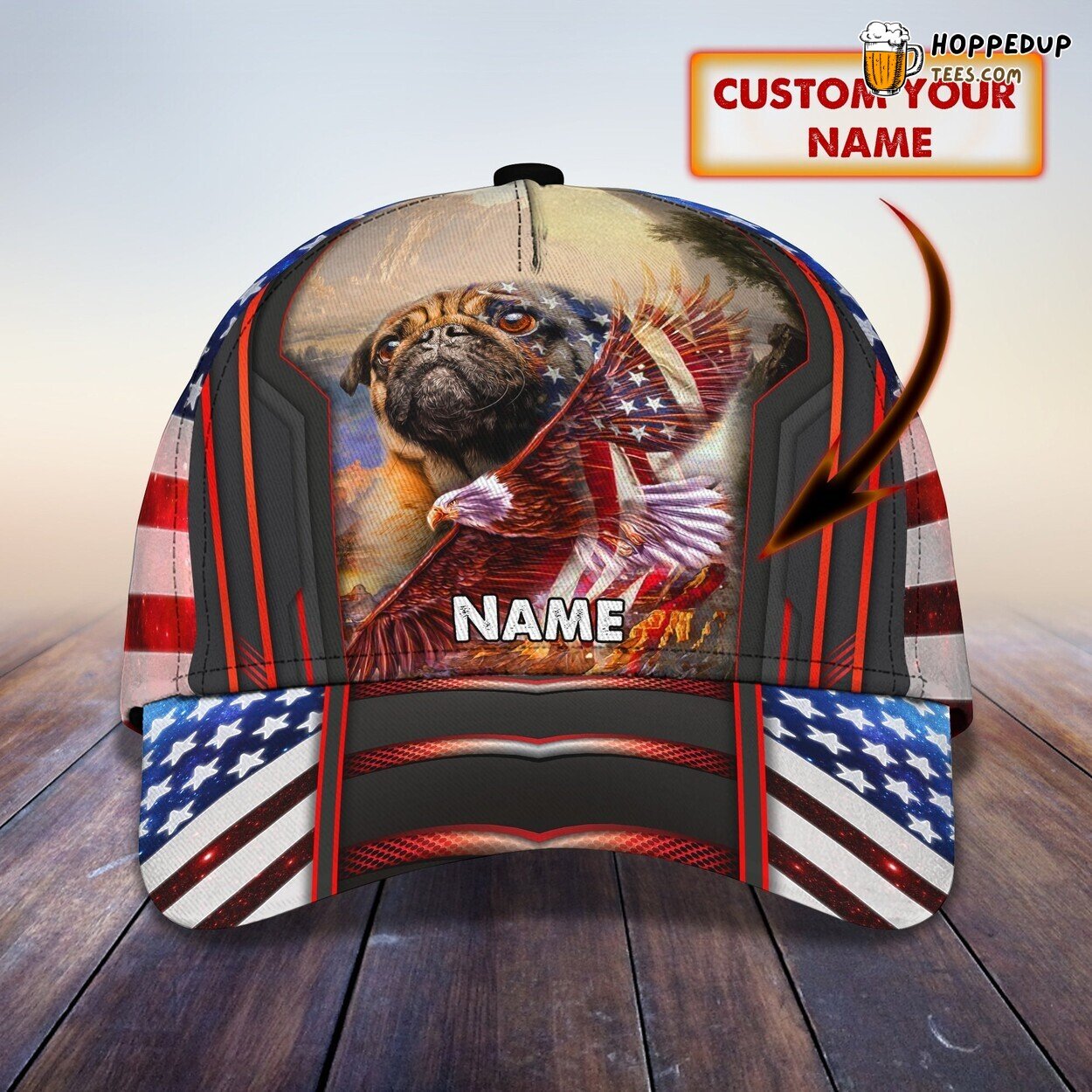 3D Classic Cap Celebrating My Pug Dog Personalized Name Stylish Unique Design