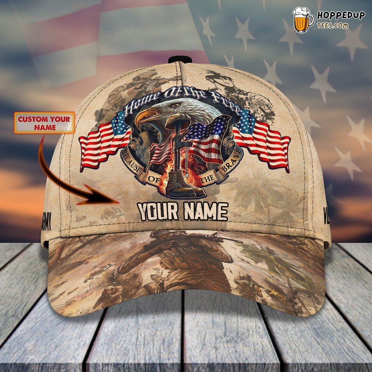 3D Classic Cap Celebrating Our Veterans Personalized Name Hat Tribute