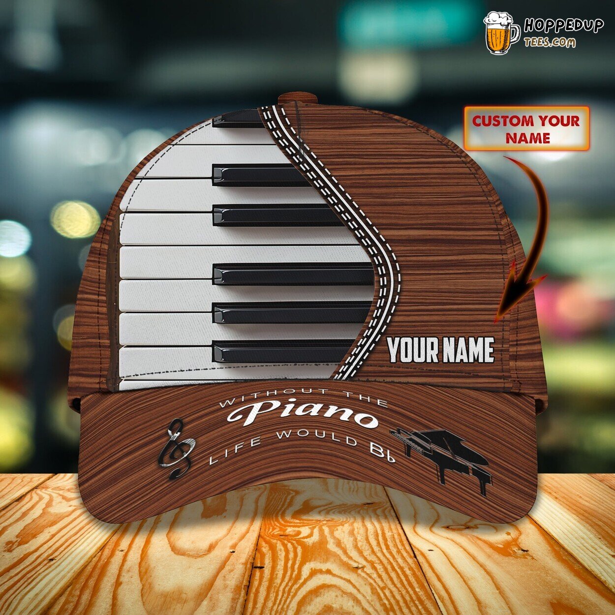 3D Classic Cap Celebrating Piano Music Personalized Name Hat Design