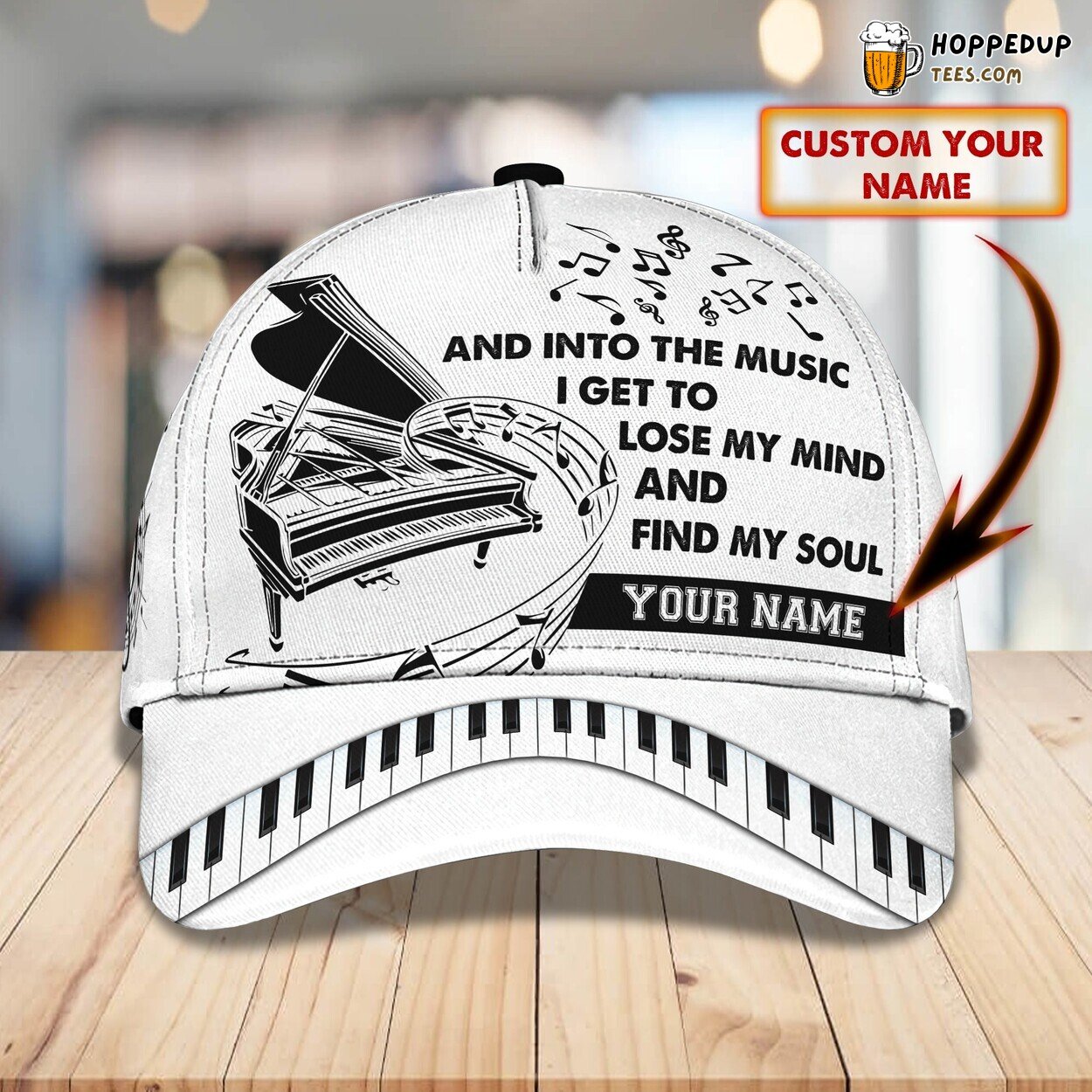 3D Classic Cap Celebrating Piano Passion Personalized Name Hat Design