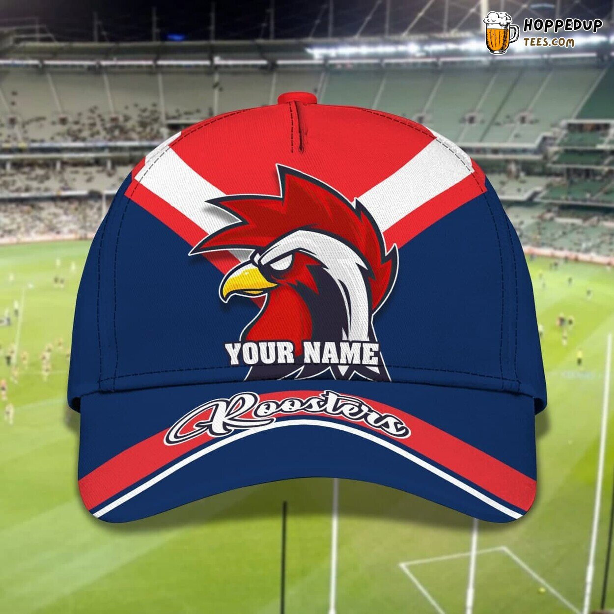 3D Classic Cap Celebrating Roosters Personalized Name Unique Hat Design