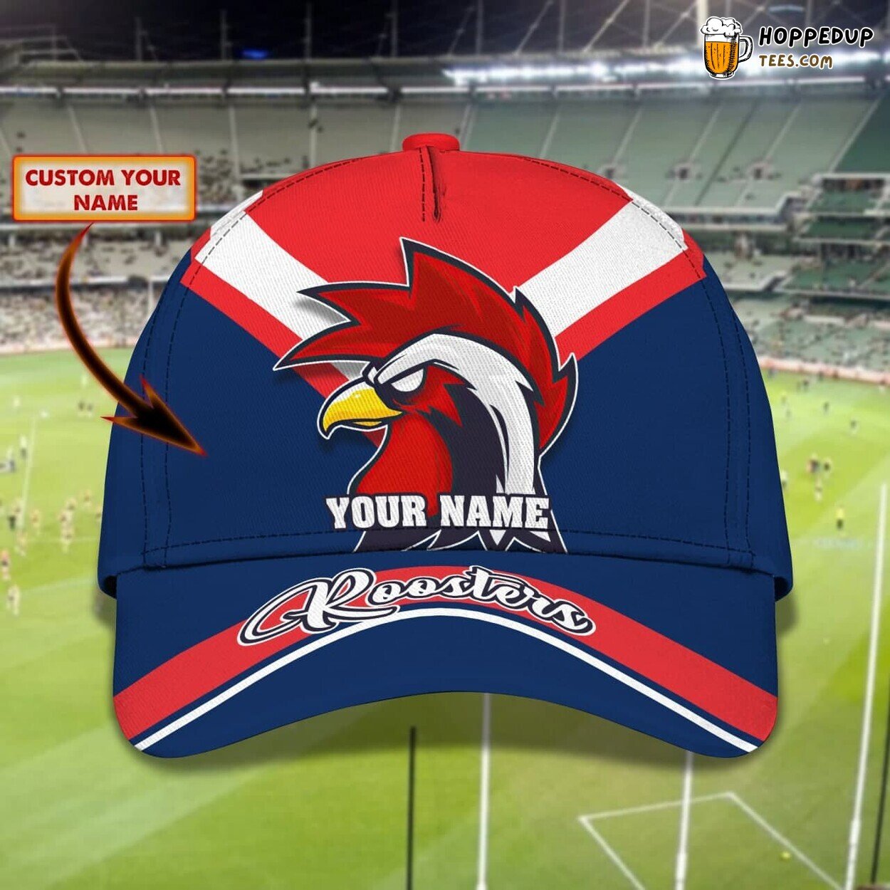 3D Classic Cap Celebrating Roosters Personalized Name Unique Hat Design