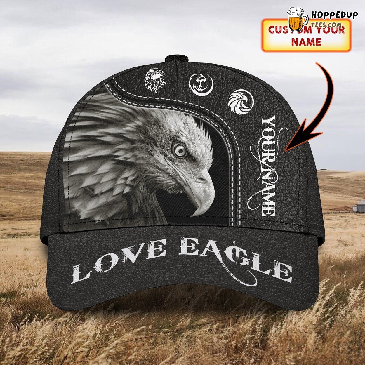 3D Classic Cap Celebrating the Majestic Eagle Personalized Name Hat Design