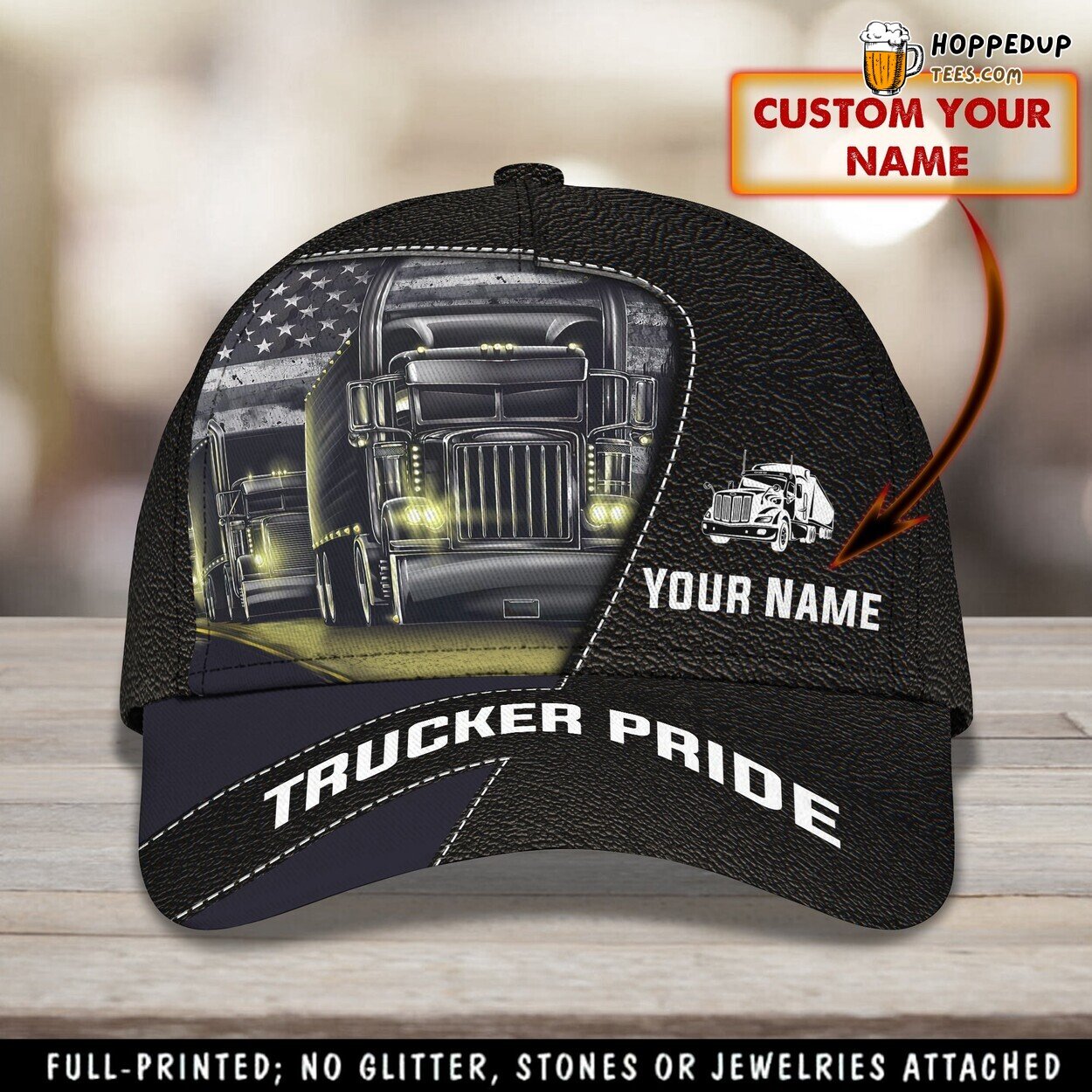 3D Classic Cap Celebrating Trucker Pride Personalized Name Hat Design