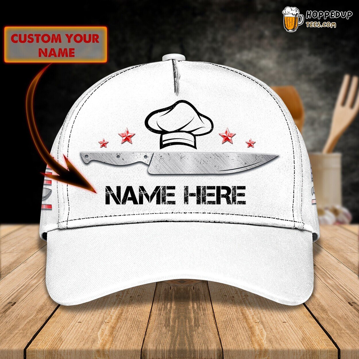 3D Classic Cap Chef American Flag Personalized Name Stylish Premium Model