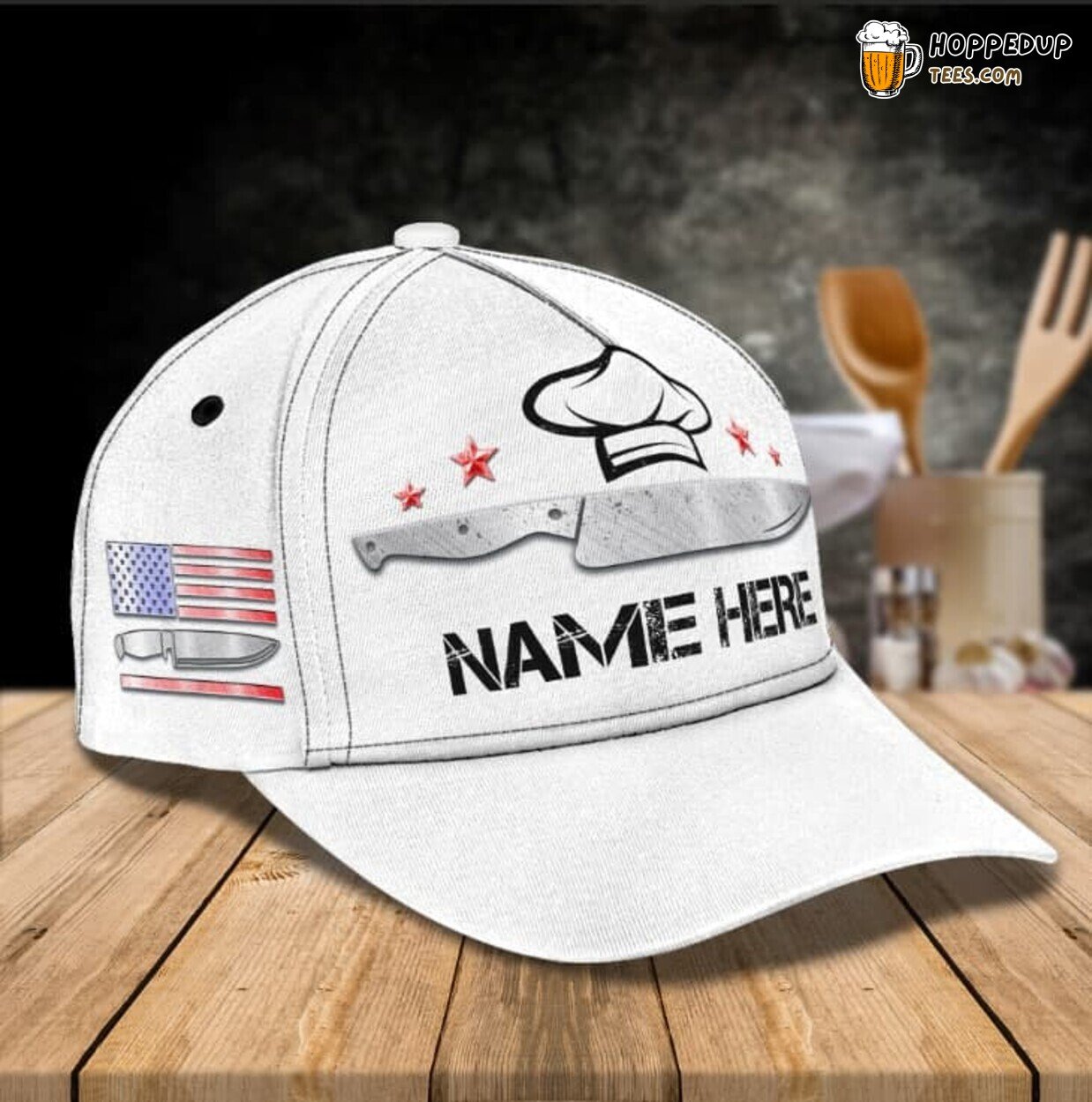 3D Classic Cap Chef American Flag Personalized Name Stylish Premium Model