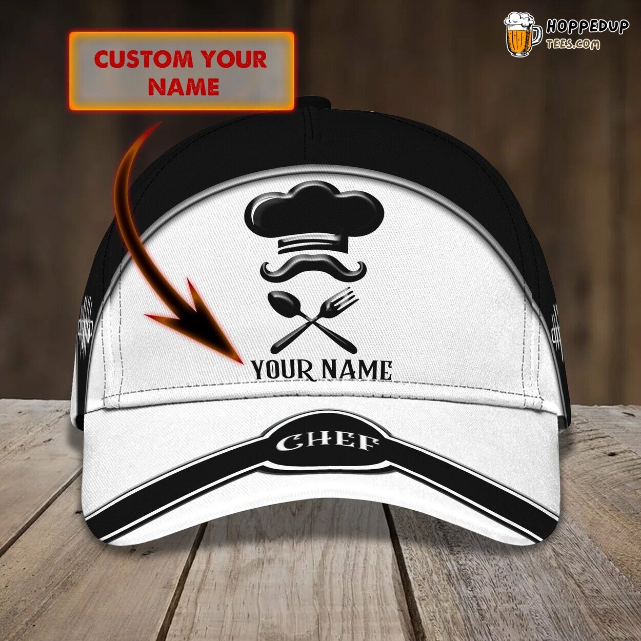 3D Classic Cap Chef Personalized Name Stylish Unique Premium Fit Look