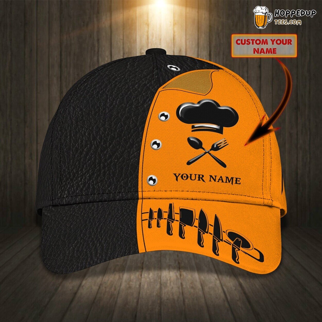 3D Classic Cap Chef Pride Black Orange Personalized Culinary Hat Design 3D Classic Cap Chef Pride Black Orange Personalized Culinary Hat Design